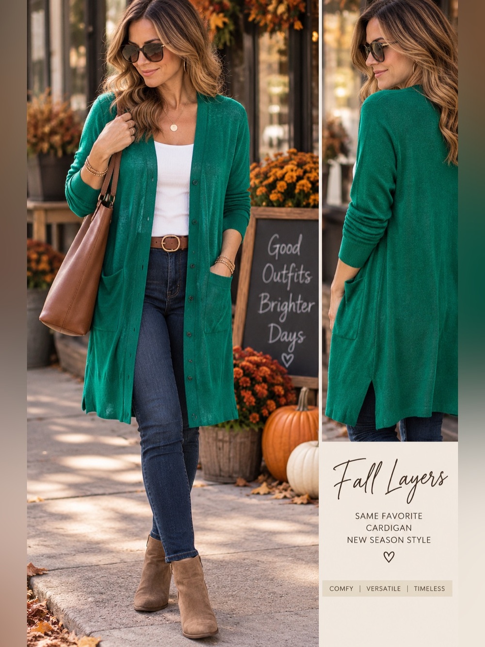 LOFT Long Button Front Cardigan True Green XL